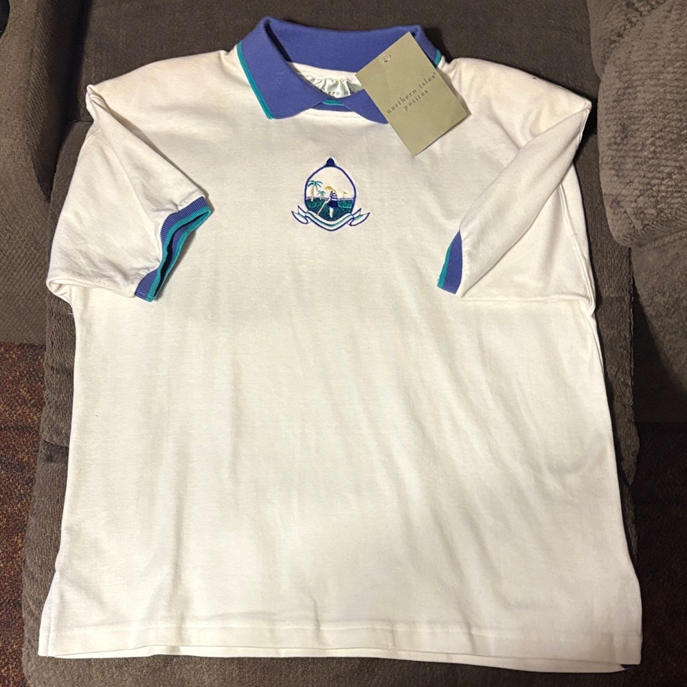 Classic White and Blue Men's Polo Shirt